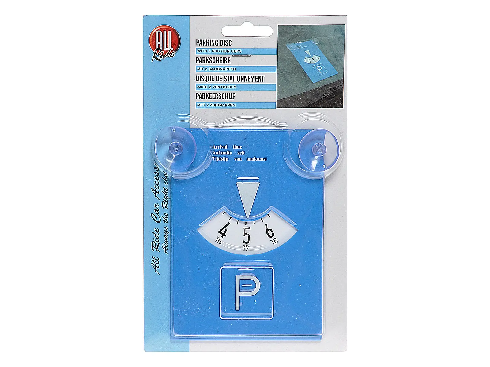 Parkscheibe Plastik mit Sauger 11x16cm