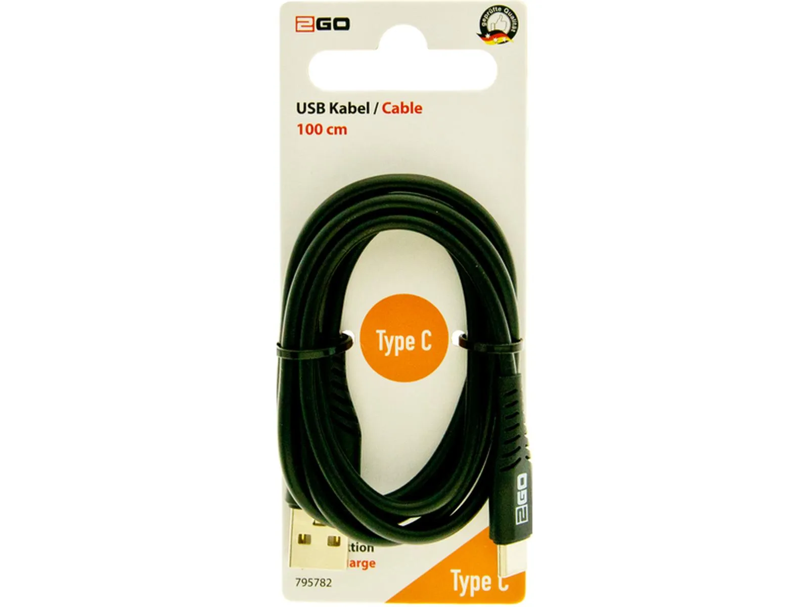 USB Ladekabel für USB-C, schwarz, 1m